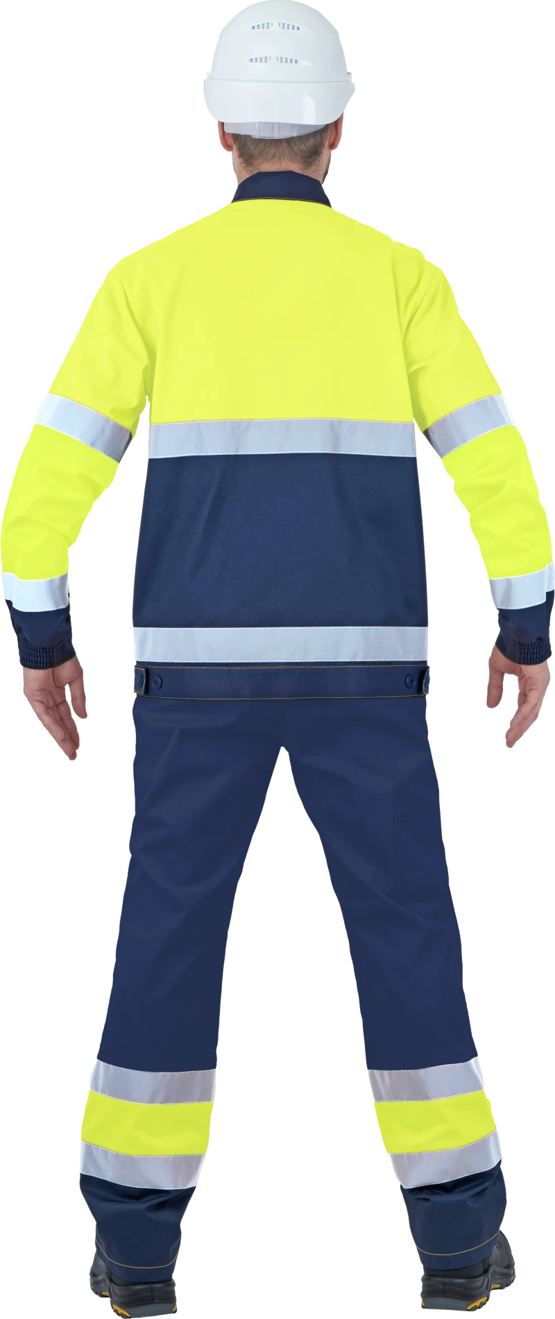 Костюм мужской БРАЙТ сигнальный, от механических воздействий и ОПЗ (куртка, полукомбинезон), флуоресцентный желтый/синий Кос 773