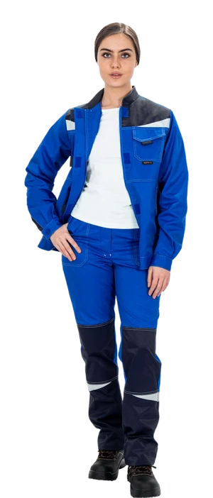 Костюм женский КМ-10 ЛЮКС от механических воздействий и ОПЗ (куртка, брюки), василек/синий Кос 065