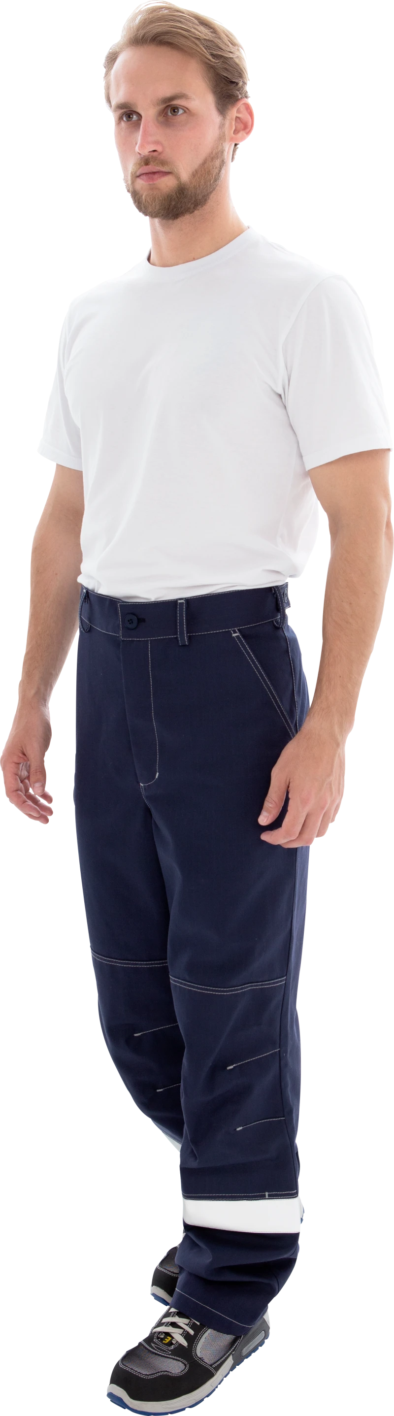 Костюм мужской МЕГАСТАТОЙЛ от нефтепродуктов, кратковременного воздействия пламени, статического электричества, темно-синий/серый/оранж Кос 907