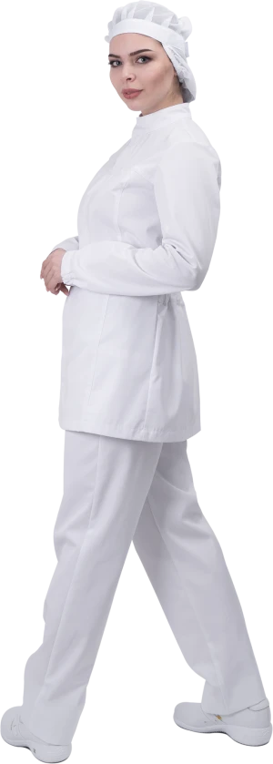 Брюки женские АПРЕЛИЯ ХАССП от механических воздействий и ОПЗ, белый Брю 627