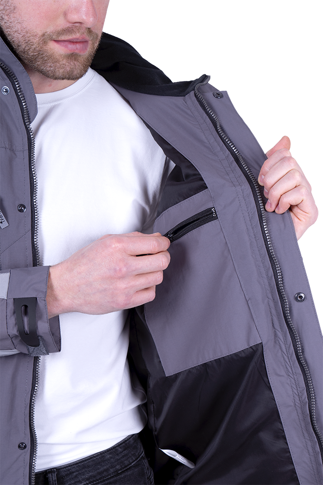 Куртка-штормовка РЕСПЕКТ, серый-красный Кур 704