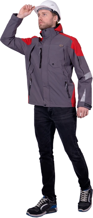 Куртка-штормовка РЕСПЕКТ, серый-красный Кур 704