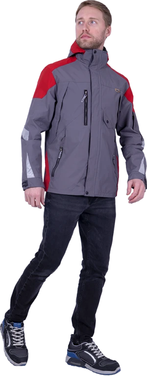 Куртка-штормовка РЕСПЕКТ, серый-красный Кур 704
