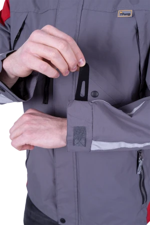 Куртка-штормовка РЕСПЕКТ, серый-красный Кур 704