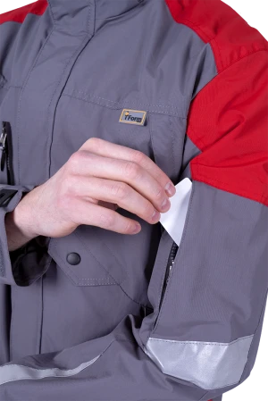 Куртка-штормовка РЕСПЕКТ, серый-красный Кур 704