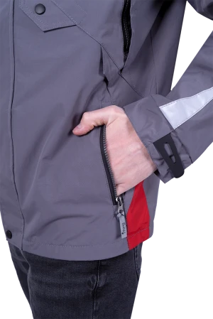 Куртка-штормовка РЕСПЕКТ, серый-красный Кур 704