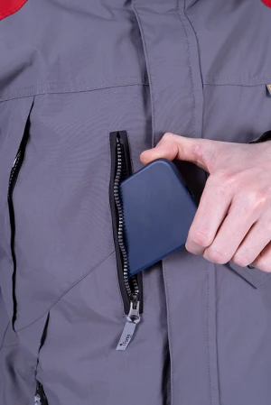 Куртка-штормовка РЕСПЕКТ, серый-красный Кур 704