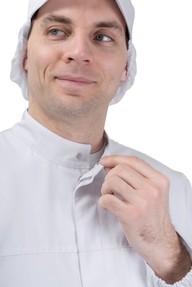 Халат мужской АПРЕЛЬ ХАССП от механических воздействий и ОПЗ, белый Хал 877