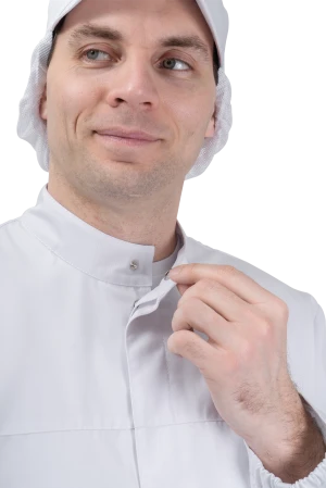 Халат мужской АПРЕЛЬ ХАССП от механических воздействий и ОПЗ, белый Хал 877