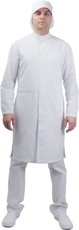Халат мужской АПРЕЛЬ ХАССП от механических воздействий и ОПЗ, белый Хал 877